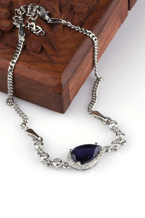 Iolite Natural Stone 925 Sterling Silver Bracelet 