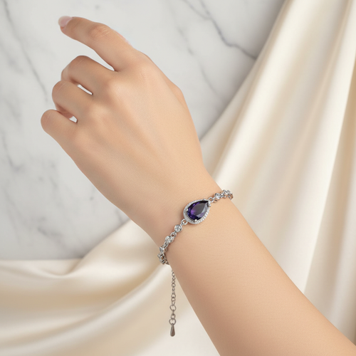 Iolite Natural Stone 925 Sterling Silver Bracelet 