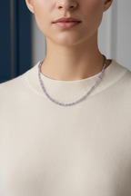 İyolit Doğal Taş 925 Ayar Gümüş Rondel Kesim Kolye