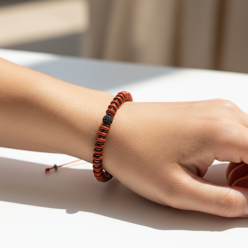 Jasper - Hematit Doğal Taş Makrome Bileklik — Safnaturel doğal taş