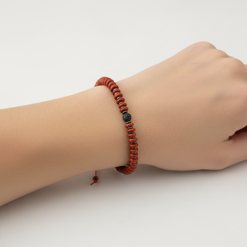 Jasper - Hematit Doğal Taş Makrome Bileklik