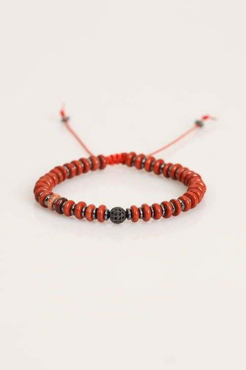 Jasper - Hematit Doğal Taş Makrome Bileklik