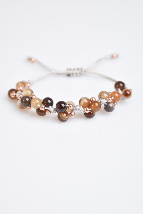 Brown Eye Agate Triple Macrame Special Design Bracelet 6 mm