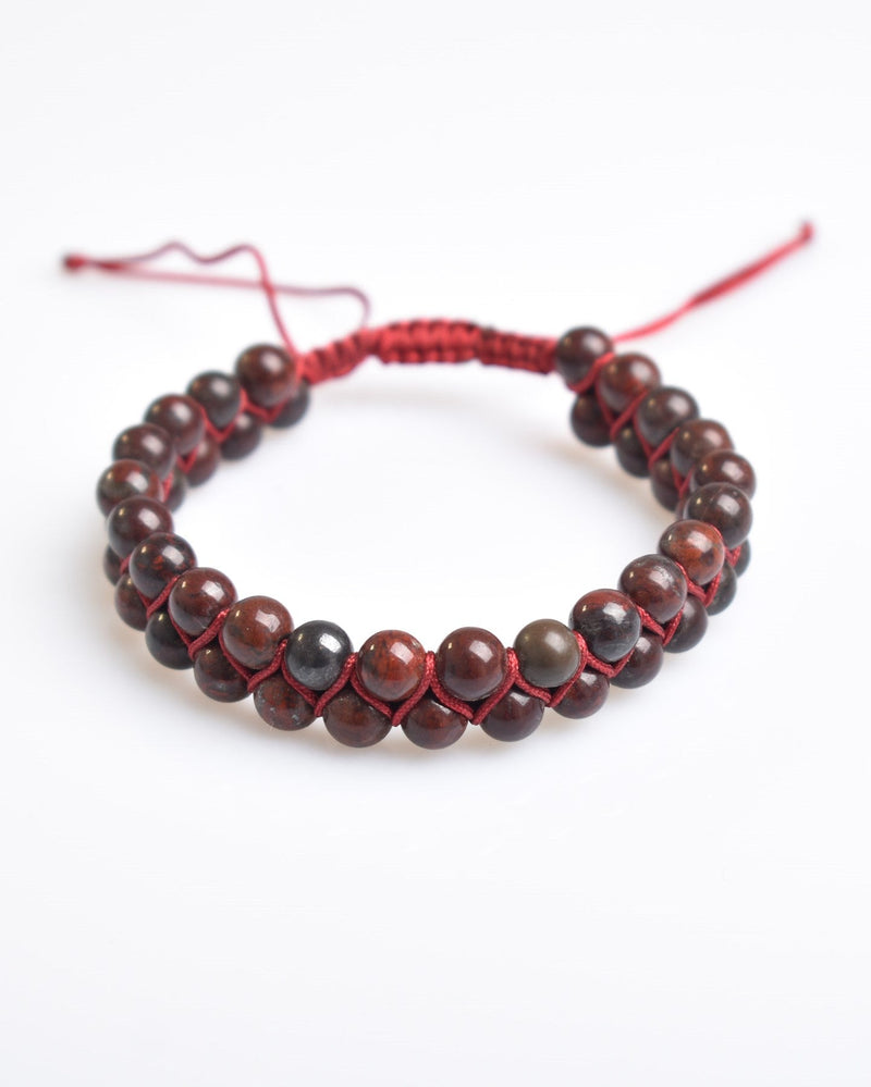 Kan Jasper  6mm Çift Sıra Makrome Doğal Taş Bileklik - Görsel 5 - Safnaturel