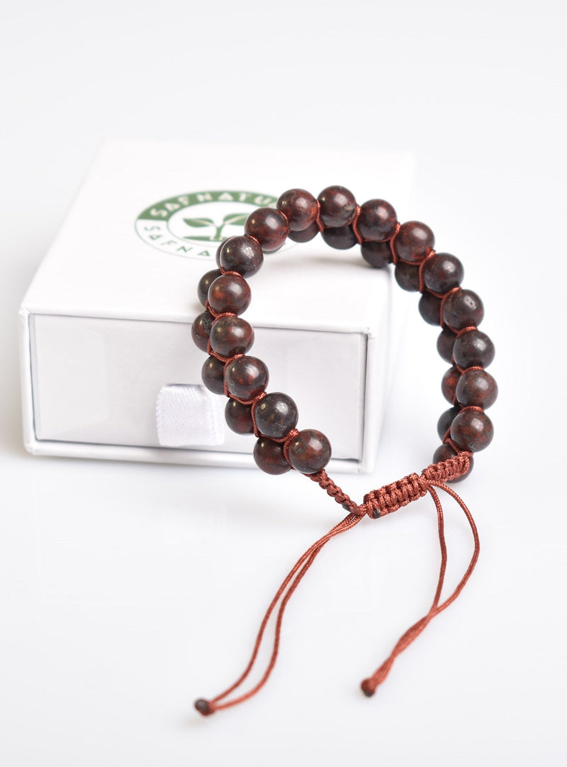 Kan Jasper 8mm Çift Sıra Makrome Doğal Taş Bileklik - Görsel 1 - Safnaturel