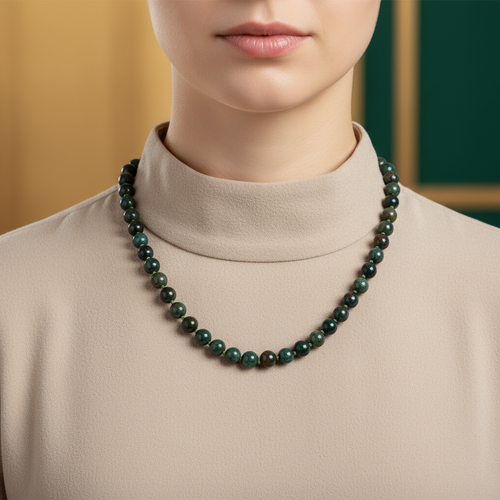 Kan Taşı 6 mm Düğümlü Doğal Taş Kolye