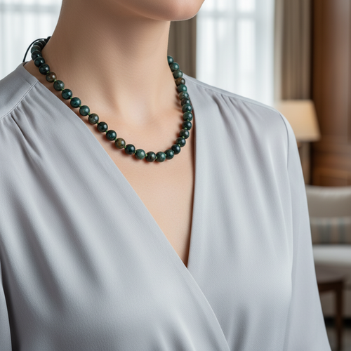 Kan Taşı 8 mm Düğümlü Doğal Taş Kolye