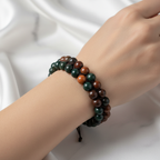 Kan Taşı 8mm Çift Sıra Makrome Doğal Taş Bileklik