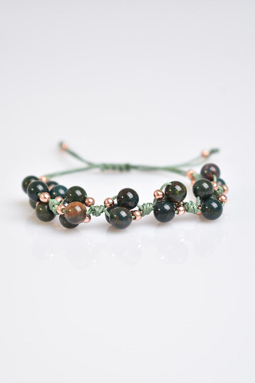Bloodstone Triple Macrame Special Design Bracelet 6 mm