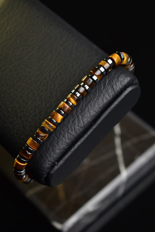 Tiger Eye - Hematite Natural Stone Men's Bracelet