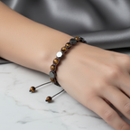 Tiger Eye - Hematite Natural Stone Macrame Bracelet