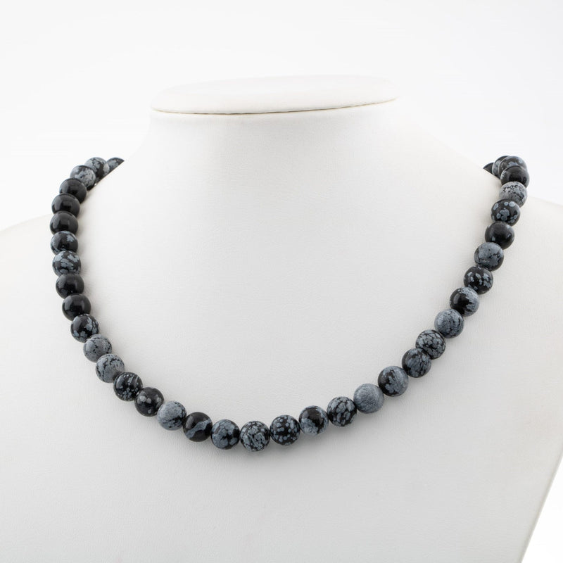 Karlı Obsidyen 8 mm Dizi Doğal Taş Kolye - Görsel 2 - Safnaturel