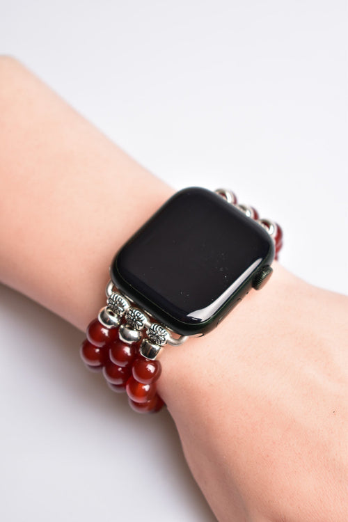 Kırmızı Akik Doğal Taş Apple Watch Saat Bandı 38 - 41 Mm