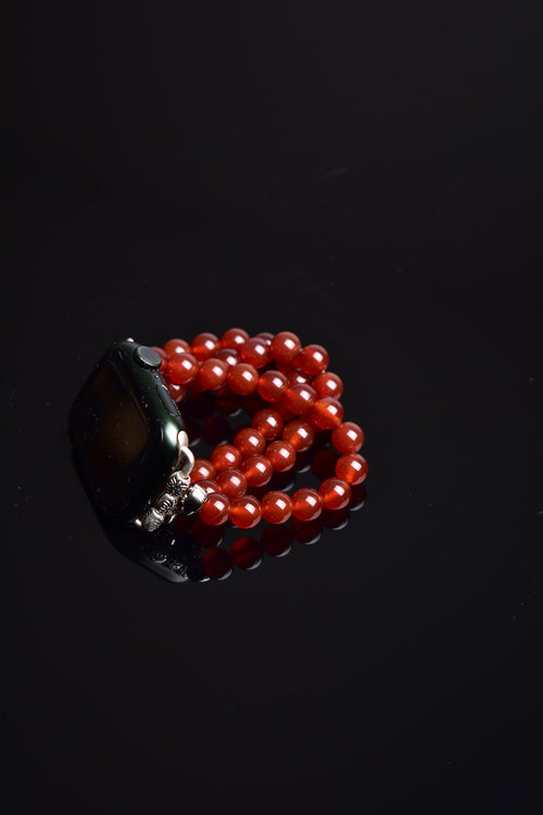 Kırmızı Akik Doğal Taş Apple Watch Saat Bandı 38 - 41 Mm