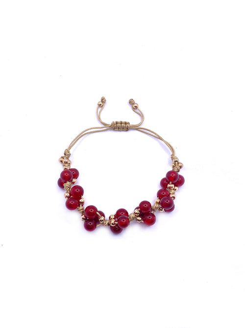 Kırmızı Akik Doğal Taş Merdiven Kapama Ayarlanabilir Bileklik 