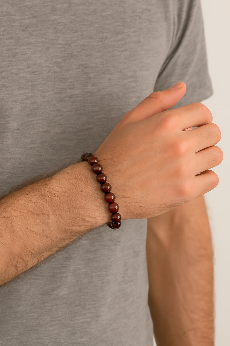 Kırmızı Kaplan Gözü Doğal Taş Bileklik 10 mm - Görsel 2 - Safnaturel