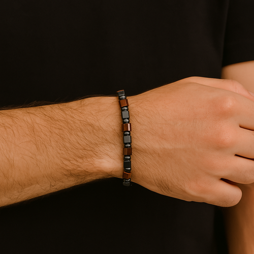Red Tiger Eye - Hematite Natural Stone Bracelet