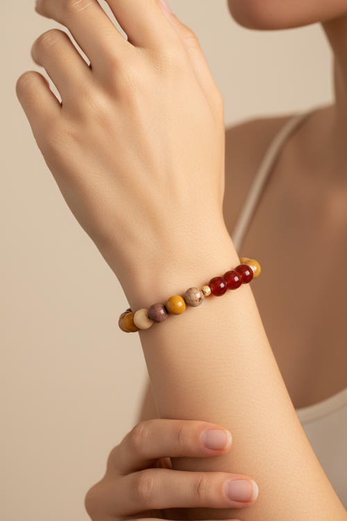 Koç Burcu - Akik - Jasper Doğal Taş Gümüş Aparatlı Bileklik