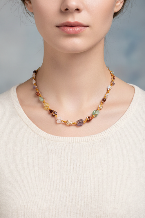 Koç Burcu Doğal Taş Makrome Kolye