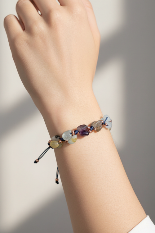 Kova Burcu Makrome Tasarım Doğal Taş Bileklik