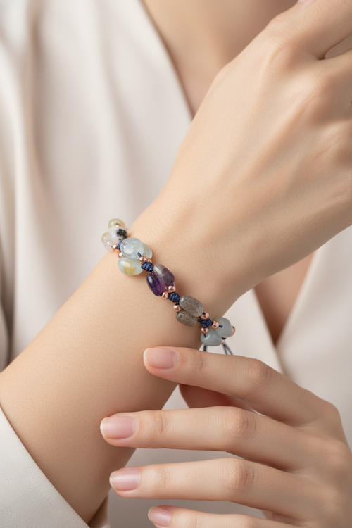 Kova Burcu Makrome Tasarım Doğal Taş Bileklik