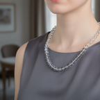 Kristal Kuvars 8 mm Düğümlü Doğal Taş Kolye