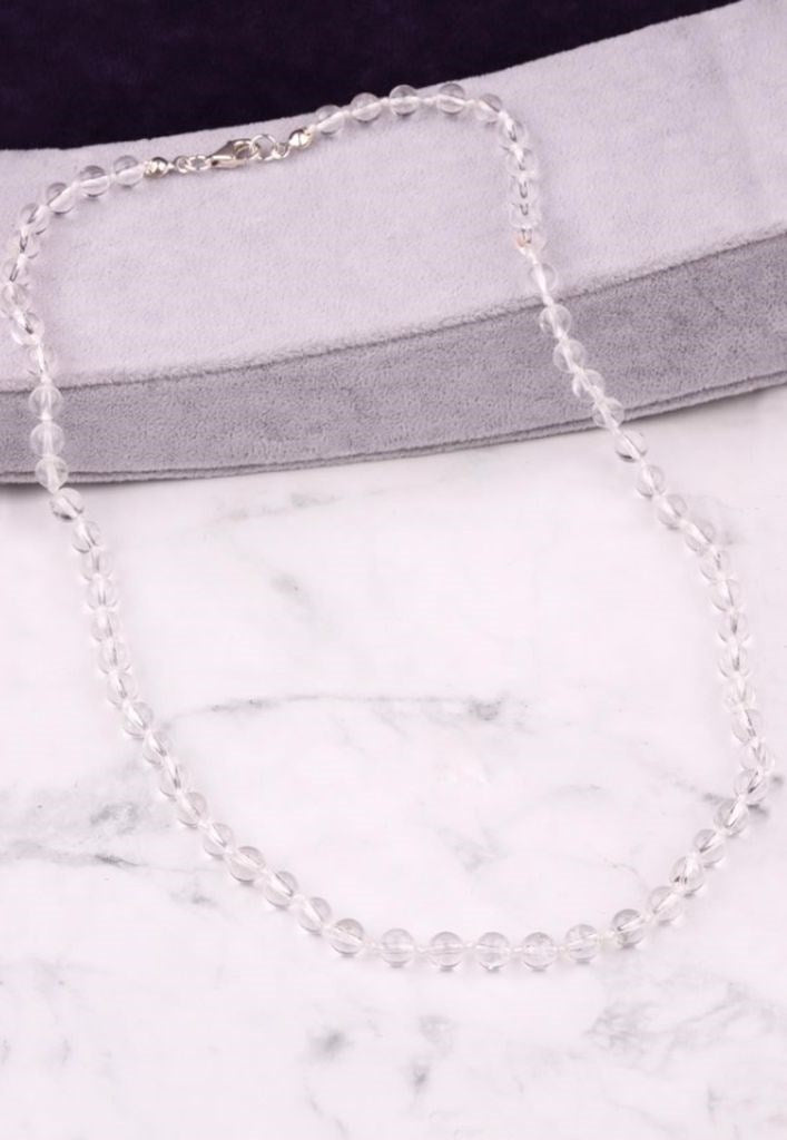 Kristal Kuvars Doğal Taş Düğümlü Kolye 6 mm Küre Kesim - Görsel 3 - Safnaturel