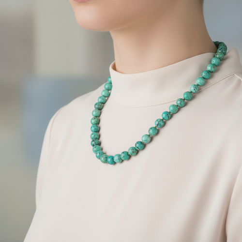 Krizokol 8 mm Düğümlü Doğal Taş Kolye