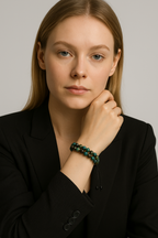 Chrysocolla Natural Stone Double Row Macrame Bracelet 6 mm