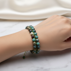 Krizokol Doğal Taş Çift Sıra Makrome Bileklik 8 mm