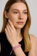 Kunzite Natural Stone Double Row Macrame Bracelet 8 mm