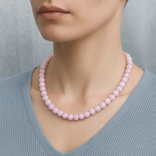 Kunzit Doğal Taş Dizi Kolye 8 mm