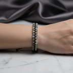 Labradorit Doğal Taş Çift Sıra Makrome Bileklik 6 mm