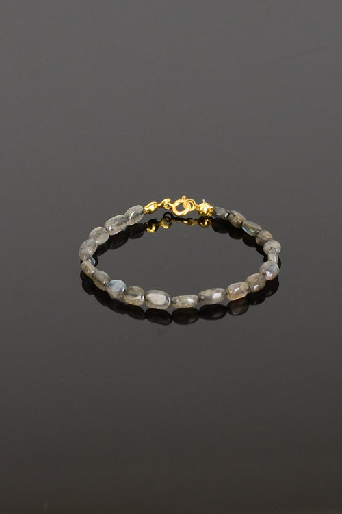 Labradorit Doğal Taş Gümüş Kapama Tasarım Bileklik