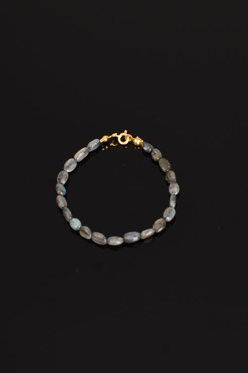 Labradorite Natural Stone Silver Closure Design Bracelet