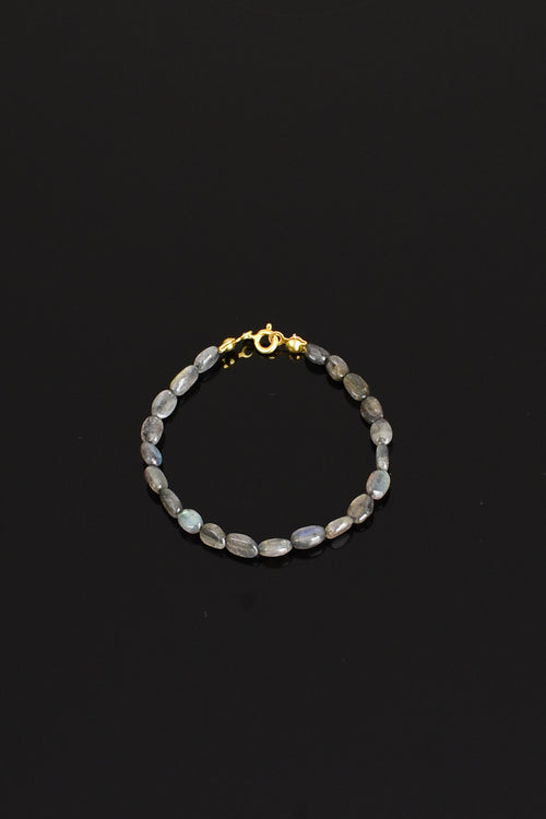 Labradorite Natural Stone Silver Closure Design Bracelet