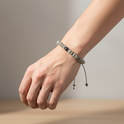 Labradorit - Hematit Doğal Taş Makrome Bileklik