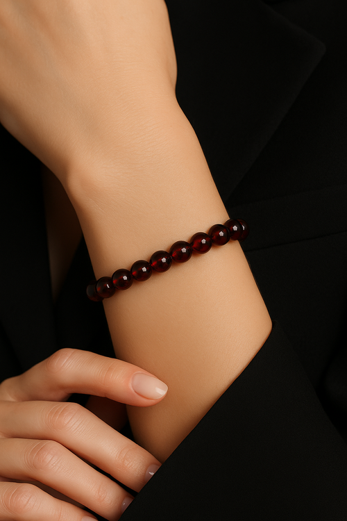 Lal Garnet  Doğal Taş A+ Kalite Bileklik 8mm