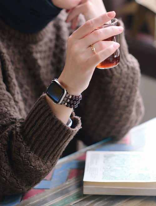 Lal Garnet Doğal Taş Apple Watch Saat Bandı 38-41mm