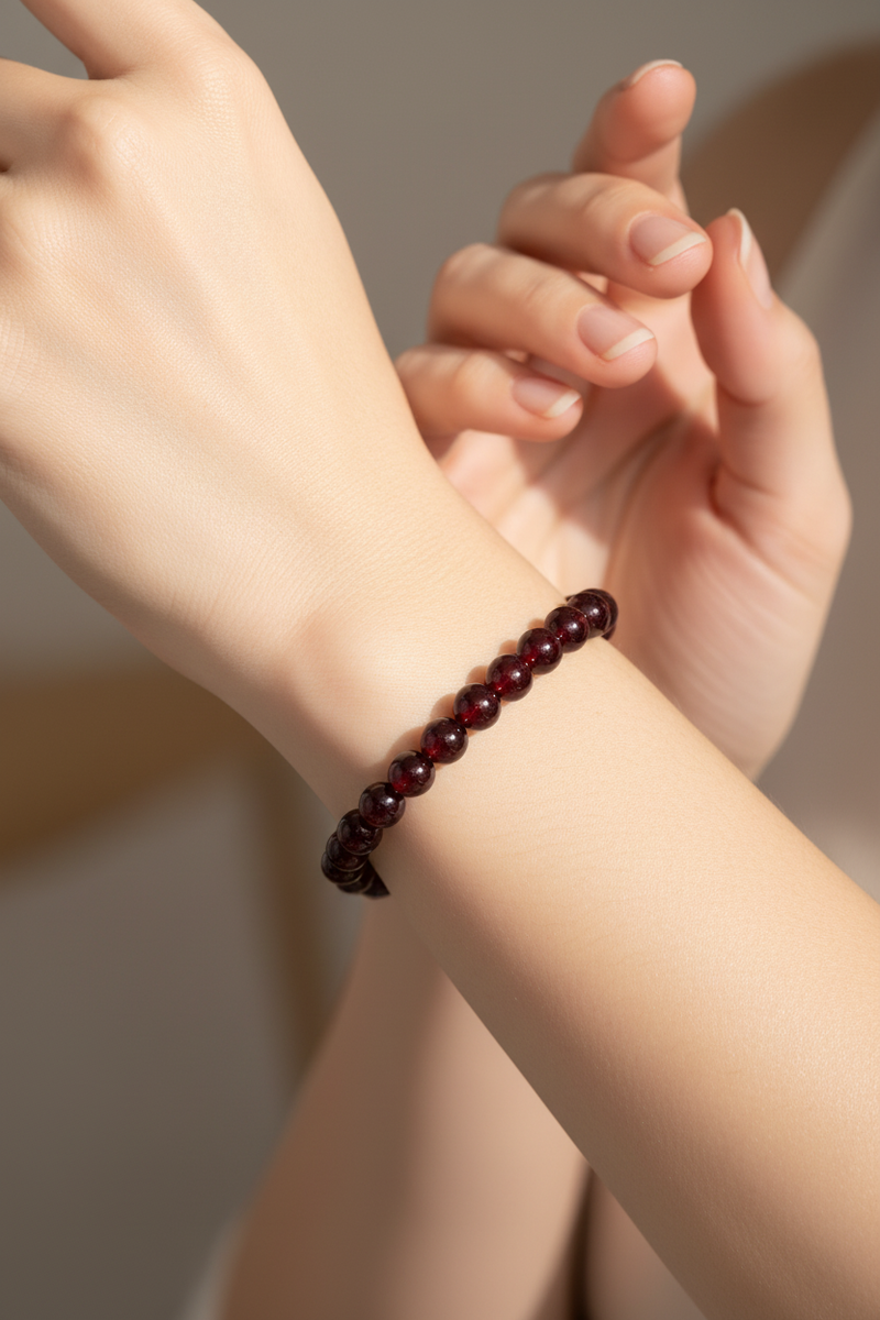 Lal Garnet Doğal Taş Bileklik 8 mm - Görsel 1 - Safnaturel