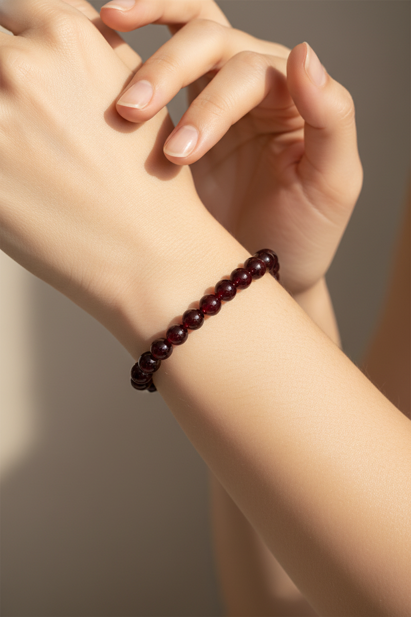 Lal Garnet Doğal Taş Bileklik 8 mm - Görsel 2 - Safnaturel