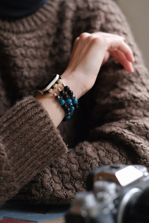Lal Garnet - Hematit - Apatit Doğal Taş Apple Watch Saat Bandı 38 - 41 mm