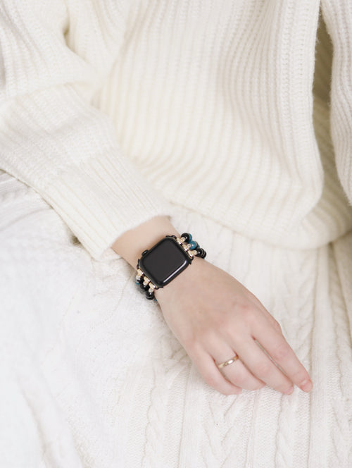 Lal Garnet - Hematit - Apatit Doğal Taş Apple Watch Saat Bandı 38 - 41 mm