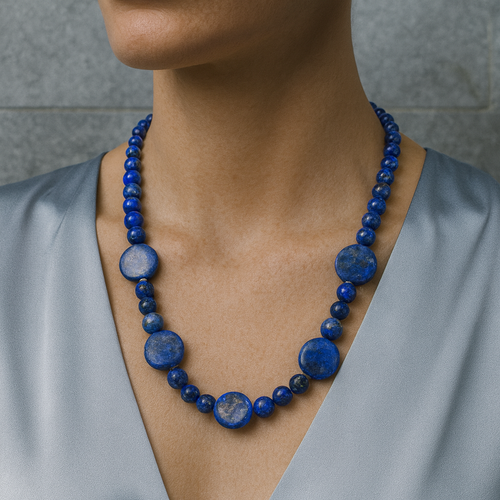 Lapis Doğal Taş Gümüş Aparatlı Tasarım Kolye