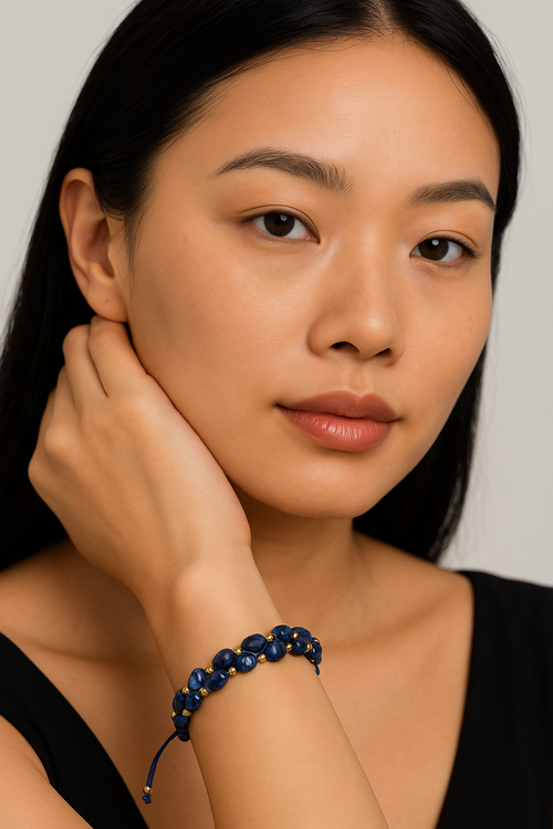 Lapis Natural Stone Triple Macrame Special Design Bracelet