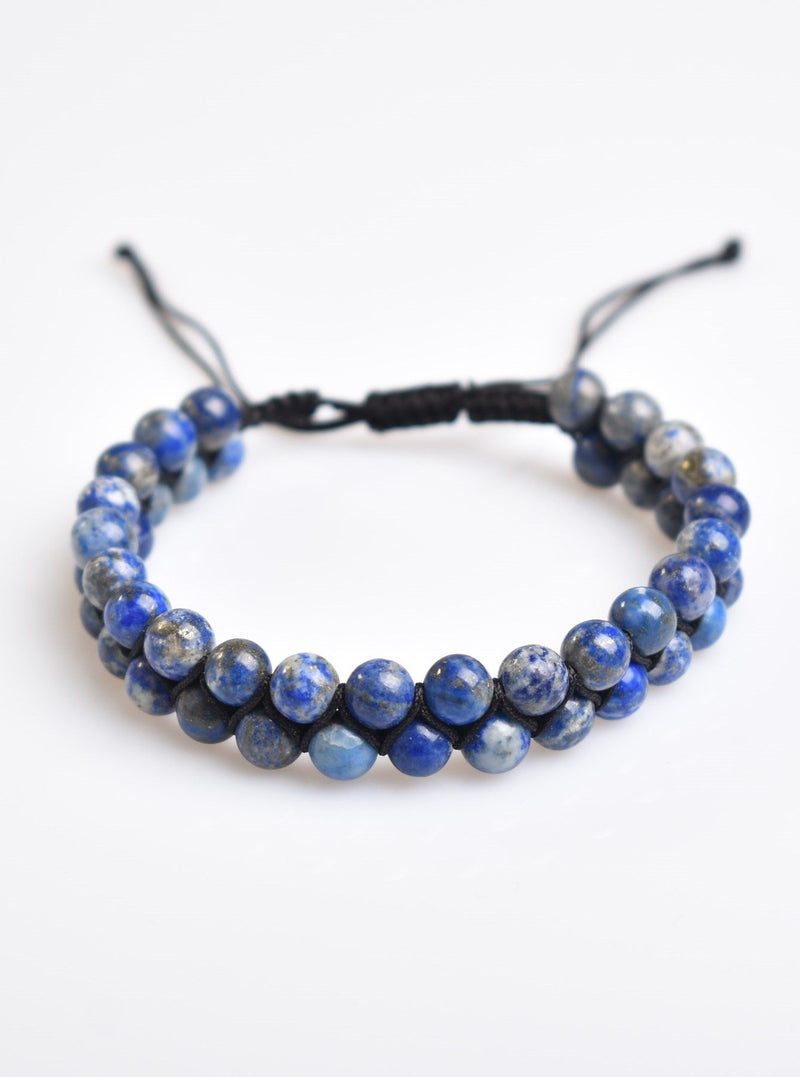 Lapis Lazuli 6mm Çift Sıra Makrome Doğal Taş Bileklik - Görsel 1 - Safnaturel