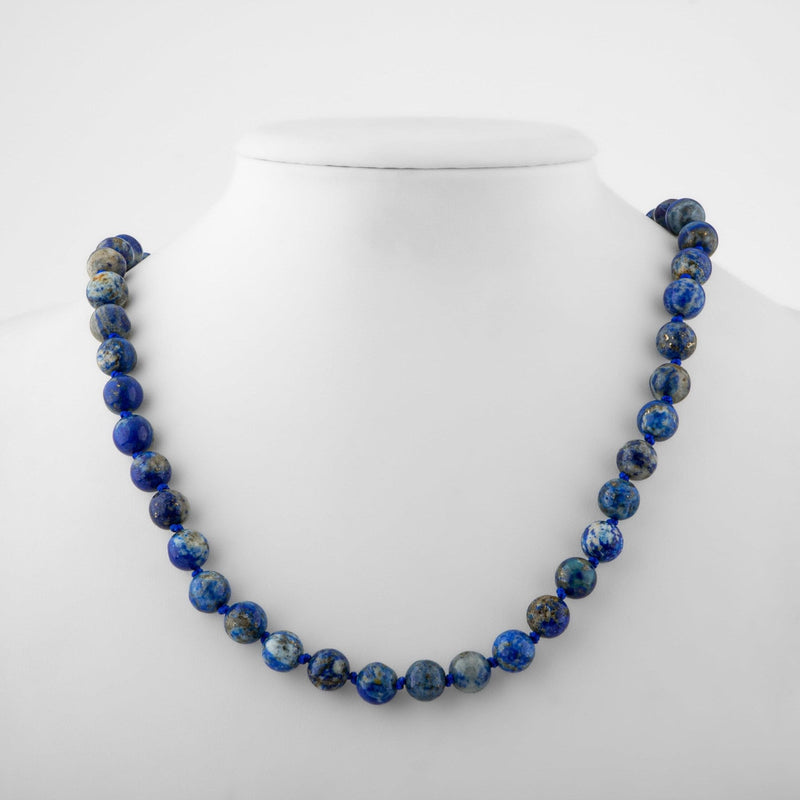 Lapis Lazuli 8 mm Düğümlü Doğal Taş Kolye - Görsel 2 - Safnaturel