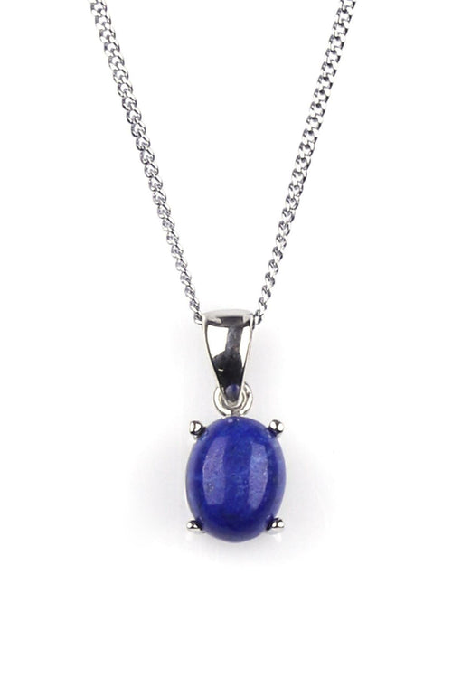 Lapis Lazuli Doğal Taş 925 Ayar Gümüş Kolye