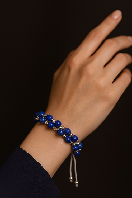 Lapis Triple Macrame Design Bracelet