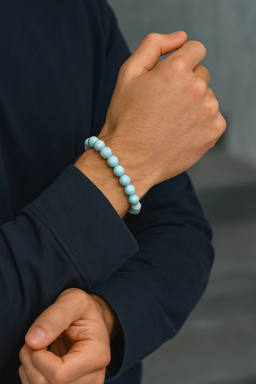 Larimar Doğal Taş Bileklik 8 mm Küre Kesim